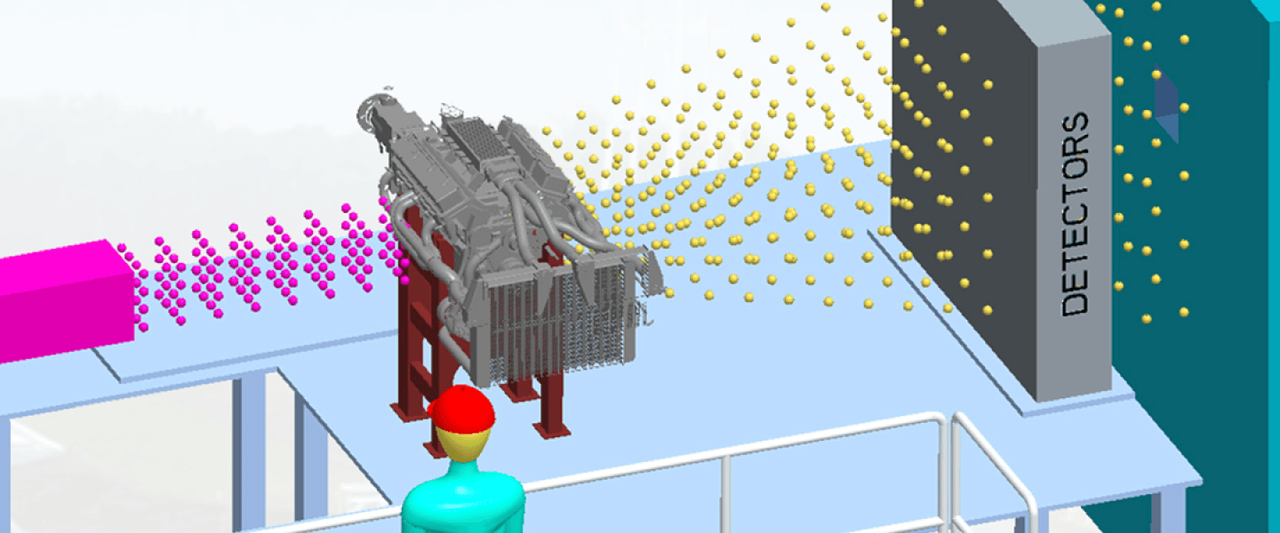 Neutron beams interact directly with atomic nuclei, allowing them to pass through dense minerals for imaging fossilized structures.