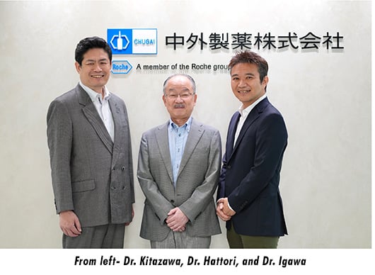 Chugai Pharmaceutical scientists Takehisa Kitazawa, Kunihiro Hattori, and Tomoyuki Igawa received the 2026 Lasker-DeBakey Clinical Medical Research Award for their bispecific antibody design.