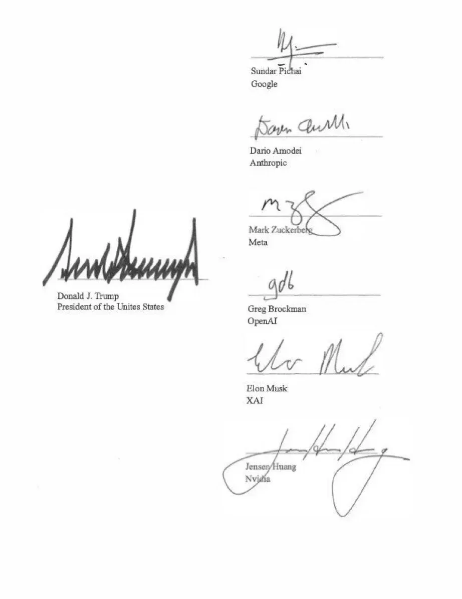Trump signs voluntary super intelligence accord with tech executives